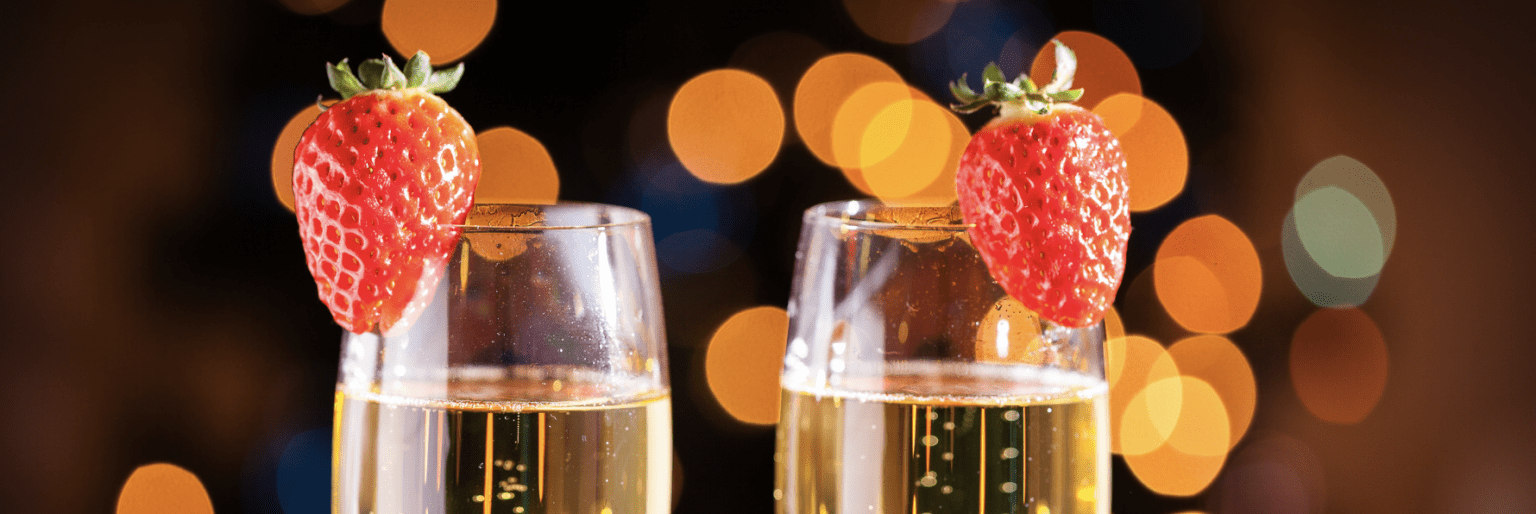 Champagne Flutes with Strawberries